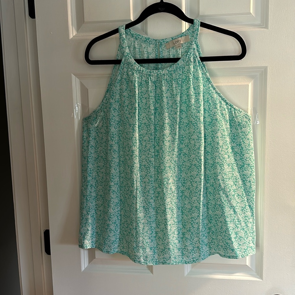 LOFT - Halter turquoise/white top